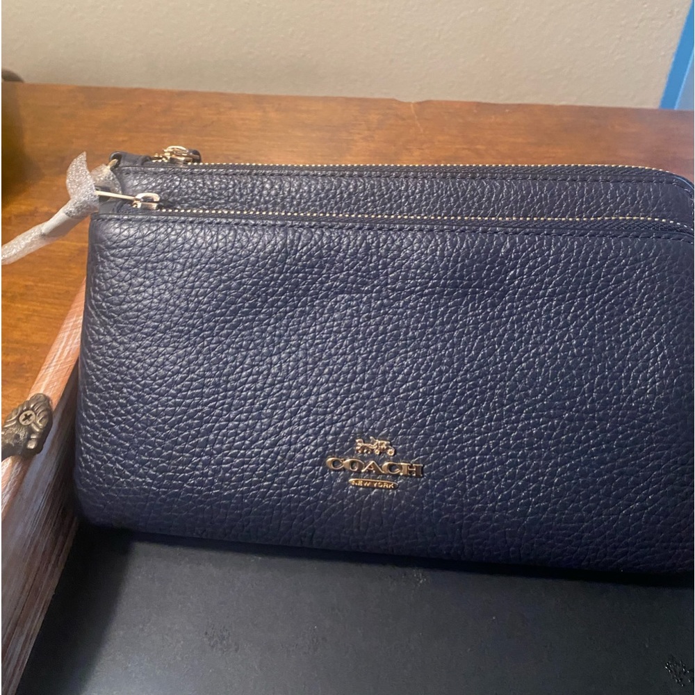COPY - Coach large double zip wristlet wallet